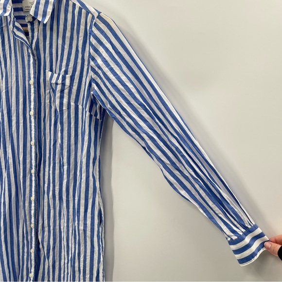 Birds Of Paradie Trovata Blue Stripe Button Down Preppy Boho Shirtdress Dress XS - Picture 5 of 13
